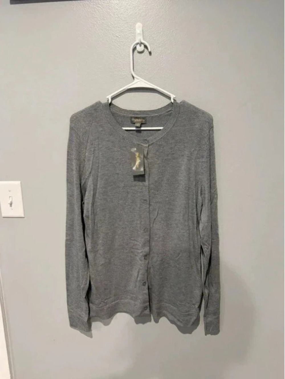 Style & Co. Gray Heather Button Cardigan Sweater Medium NWT